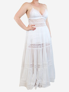 White embroidered tiered sundress - size L Dresses Charo Ruiz 