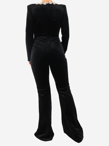 Nadine Merabi Black velvet jumpsuit - size UK 10