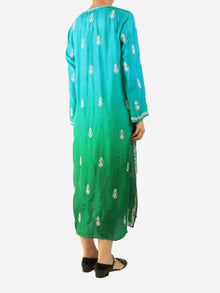 Green silk embroidered dress - Size M Dresses Juliet Dunn 