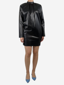 Celine Black leather mini dress - size UK 8