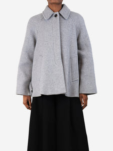 Chloe Cosy grey short cape coat - size UK 6