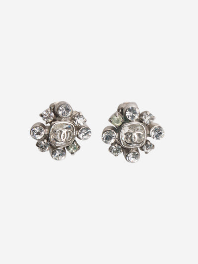 Silver CC Swarovski clip on earrings Earrings Chanel 