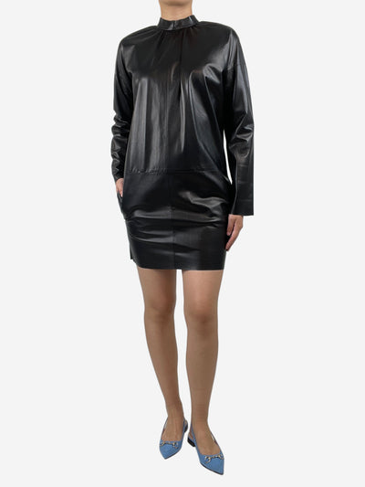 Black leather mini dress - size UK 8 Dresses Celine 