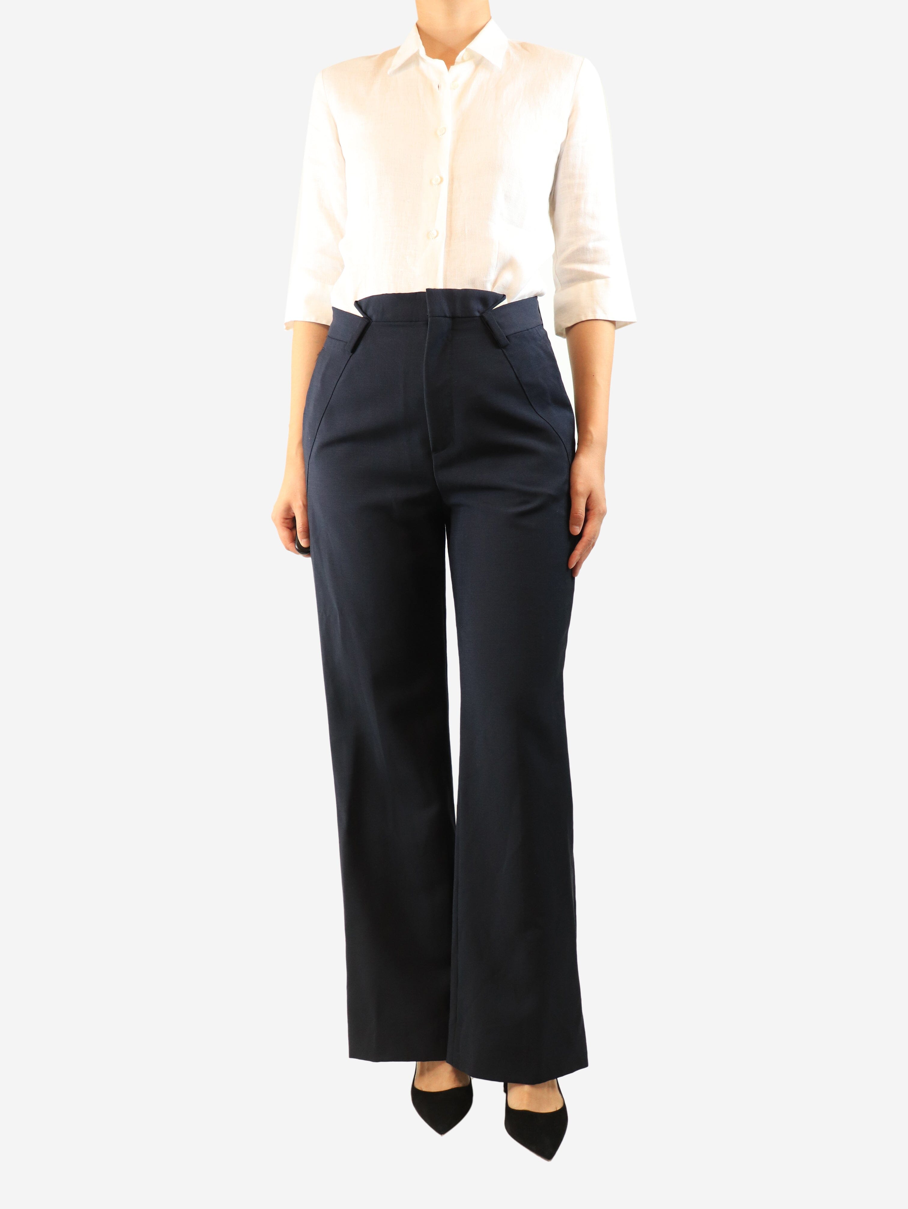 Navy high-waisted trousers - size UK 10 Trousers Maison Margiela 