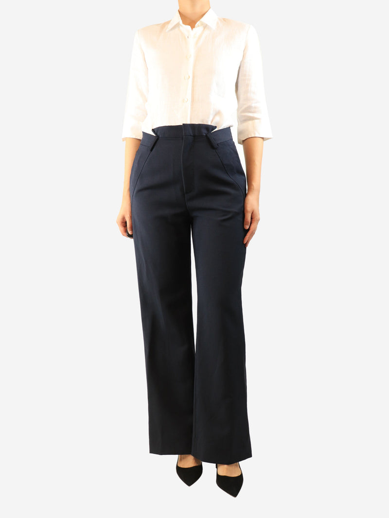 Navy high-waisted trousers - size UK 10 Trousers Maison Margiela 