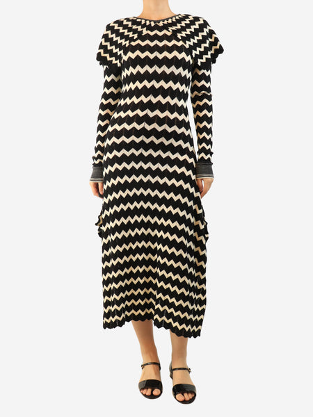 Black and white zig-zag midi dress - size UK 10 product image