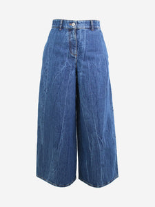 Chanel Blue high-waisted denim culottes - size UK 10