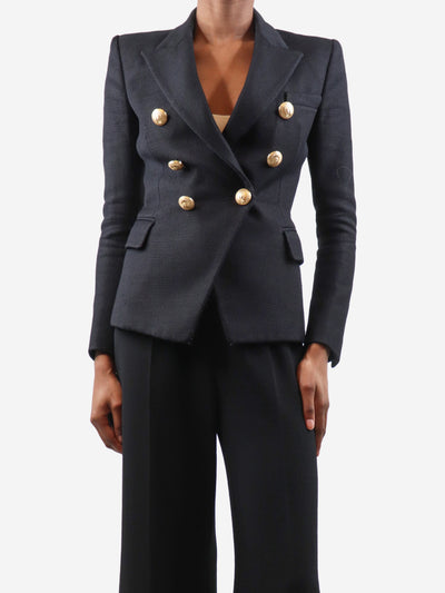 Black double-breasted padded-shoulders blazer - size UK 6 Coats & Jackets Balmain 