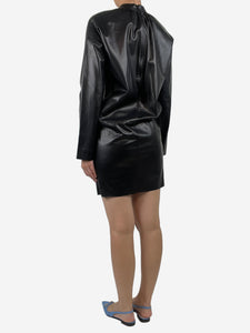 Celine Black leather mini dress - size UK 8