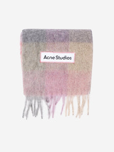 Acne Studios Multicolour fringed check scarf