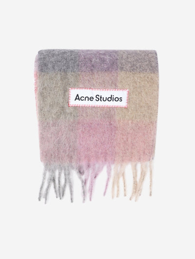 Multicolour fringed check scarf Scarves Acne Studios 