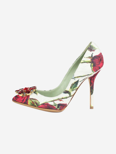 White and red crystal embellished pumps - size EU 37 (UK 4) Heels Dolce & Gabbana 