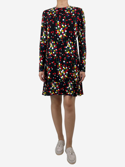 Multi polka-dot patterned midi dress - size UK 14