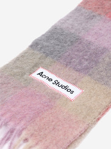 Acne Studios Multicolour fringed check scarf