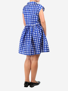 Miu Miu Blue and white sleeveless gingham mini dress - size UK 8