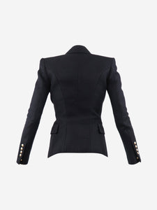 Balmain Black double-breasted padded-shoulders blazer - size UK 6