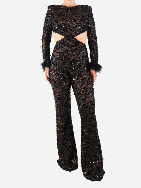Black sequin embellished jumpsuit - size product image