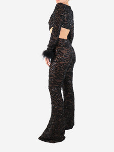 Nadine Merabi Black sequin embellished jumpsuit - size