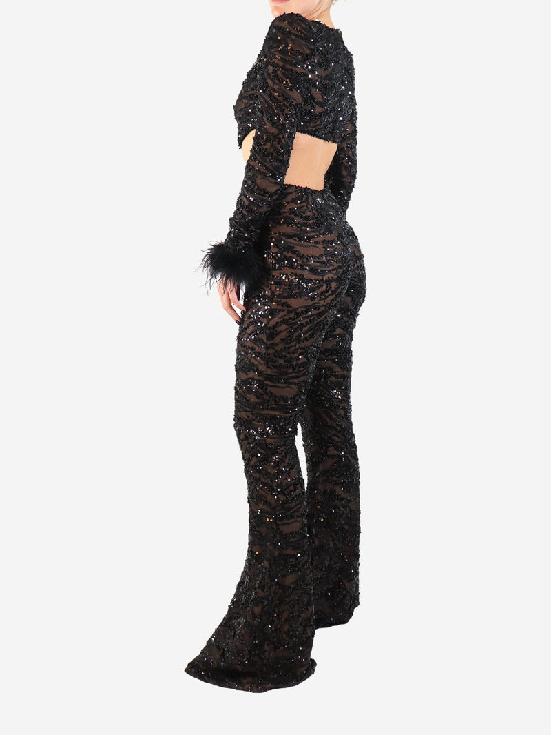 Black sequin embellished jumpsuit - size Jumpsuits Nadine Merabi 