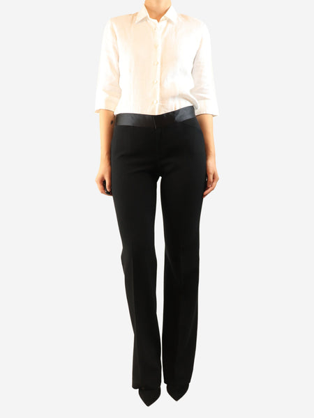 Black satin waistband trousers - size UK 12 alternate image