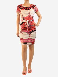 Pink printed dress with belt - size UK 10 Dresses Emilio Pucci 