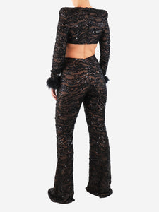 Nadine Merabi Black sequin embellished jumpsuit - size