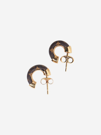 Brown monogram mini hoop earrings Jewellery Louis Vuitton 