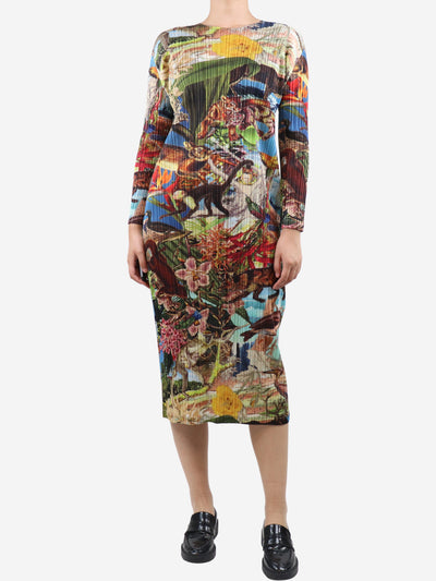 Multi Aurore Jungle floral-printed pleated midi dress - size UK 10 Dresses Pleats Please 