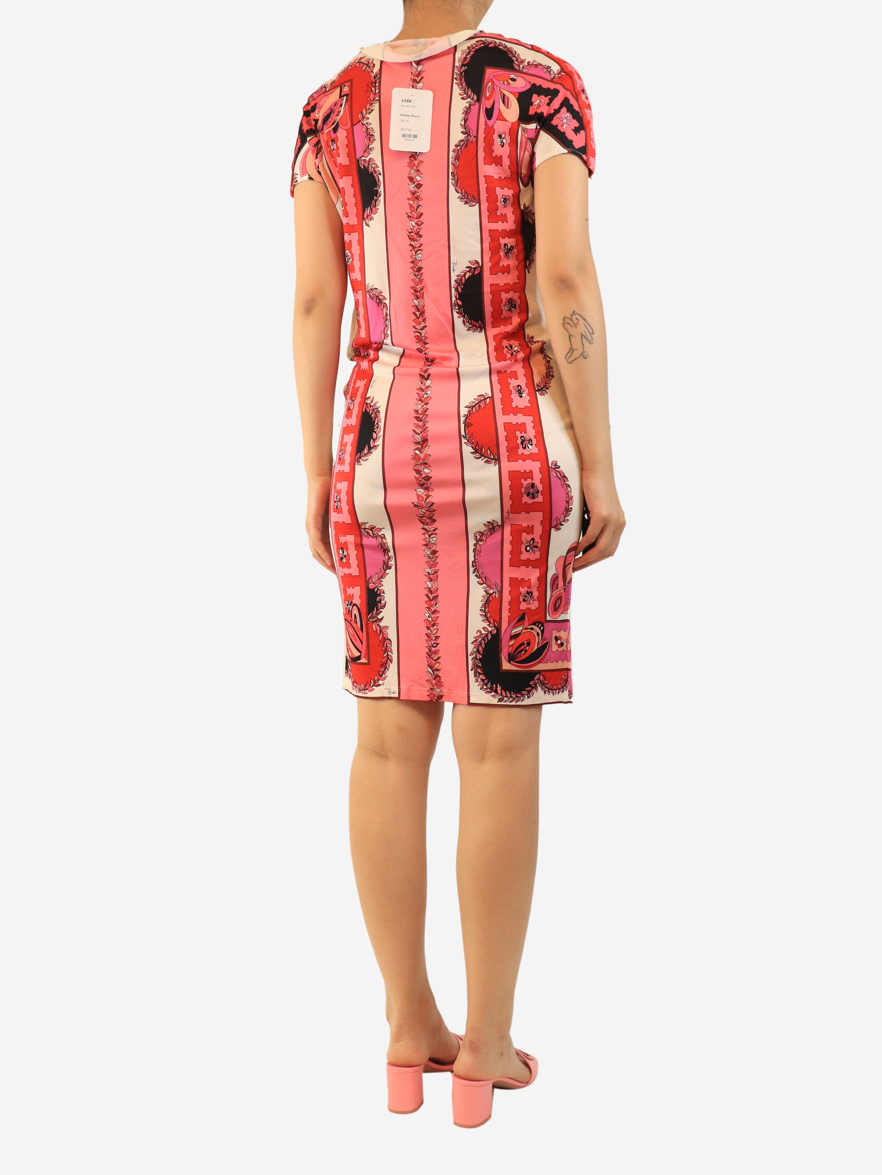 Pink printed dress with belt - size UK 10 Dresses Emilio Pucci 