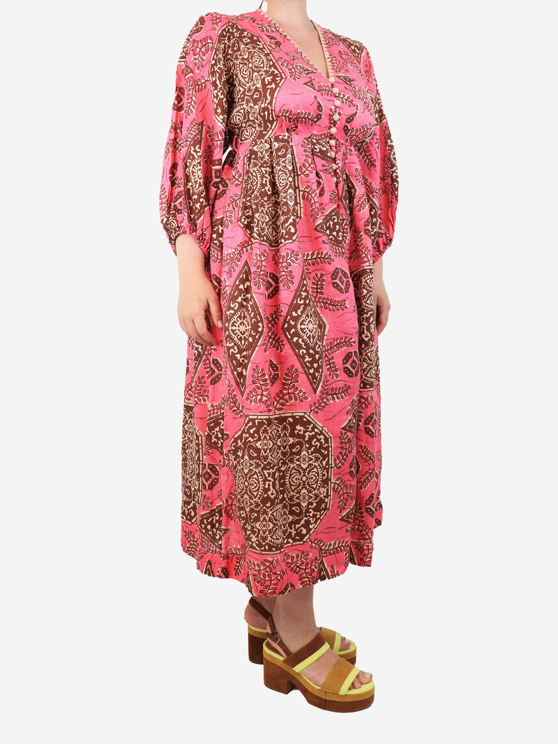 Pink and brown printed maxi dress - size UK 12 Dresses Zimmermann 