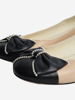 Blush satin tie-up ballet flats - size EU 37.5 Flat Shoes Chanel 