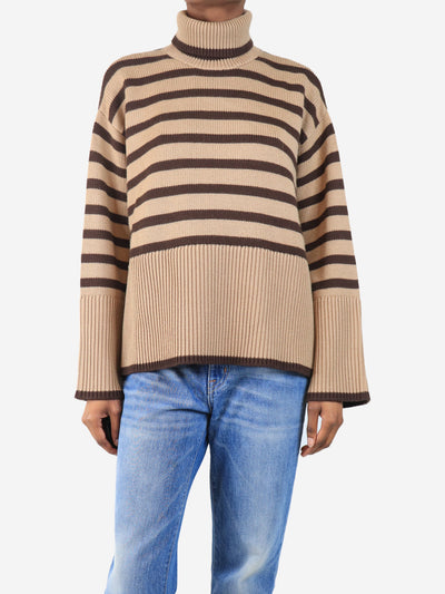 Brown striped turtle-neck knit jumper - size XXS Knitwear Toteme 