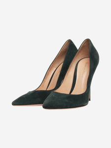 Gianvito Rossi Dark green suede pointed-toe pumps - size EU 39