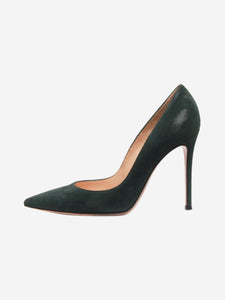 Gianvito Rossi Dark green suede pointed-toe pumps - size EU 39