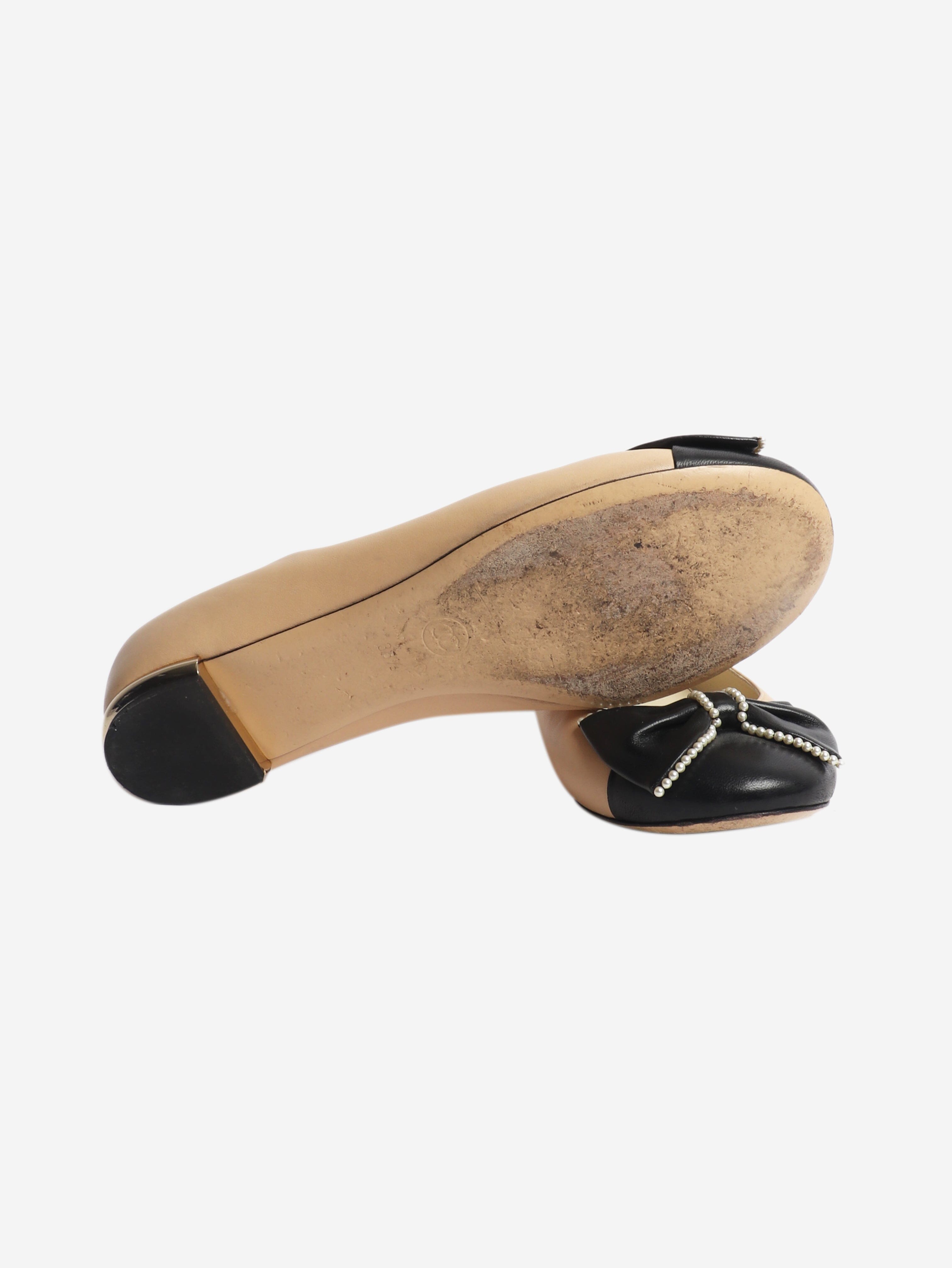 Blush satin tie-up ballet flats - size EU 37.5 Flat Shoes Chanel 