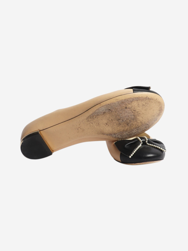 Blush satin tie-up ballet flats - size EU 37.5 Flat Shoes Chanel 