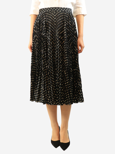 Black polka dot pleated midi skirt - size UK 10 product image