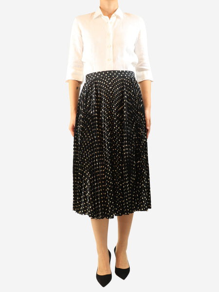 Black polka dot pleated midi skirt - size UK 10 alternate image