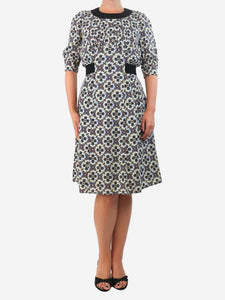 Prada Multicolour mosaic printed midi dress - size UK 8