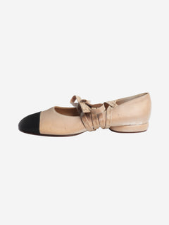 Beige bow-front ballet flats - size EU 38.5 Flat Shoes Chanel 