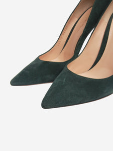 Gianvito Rossi Dark green suede pointed-toe pumps - size EU 39