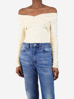 Cream long-sleeved ruched bodysuit - size XS Tops Khaite 