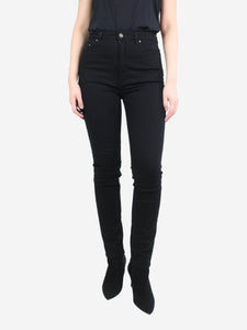 Toteme Black high-rise slim trousers - size UK 10