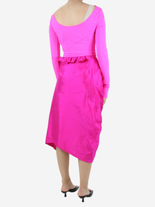 Preen by Thornton Bregazzi pre owned hot pink asymmetric silk