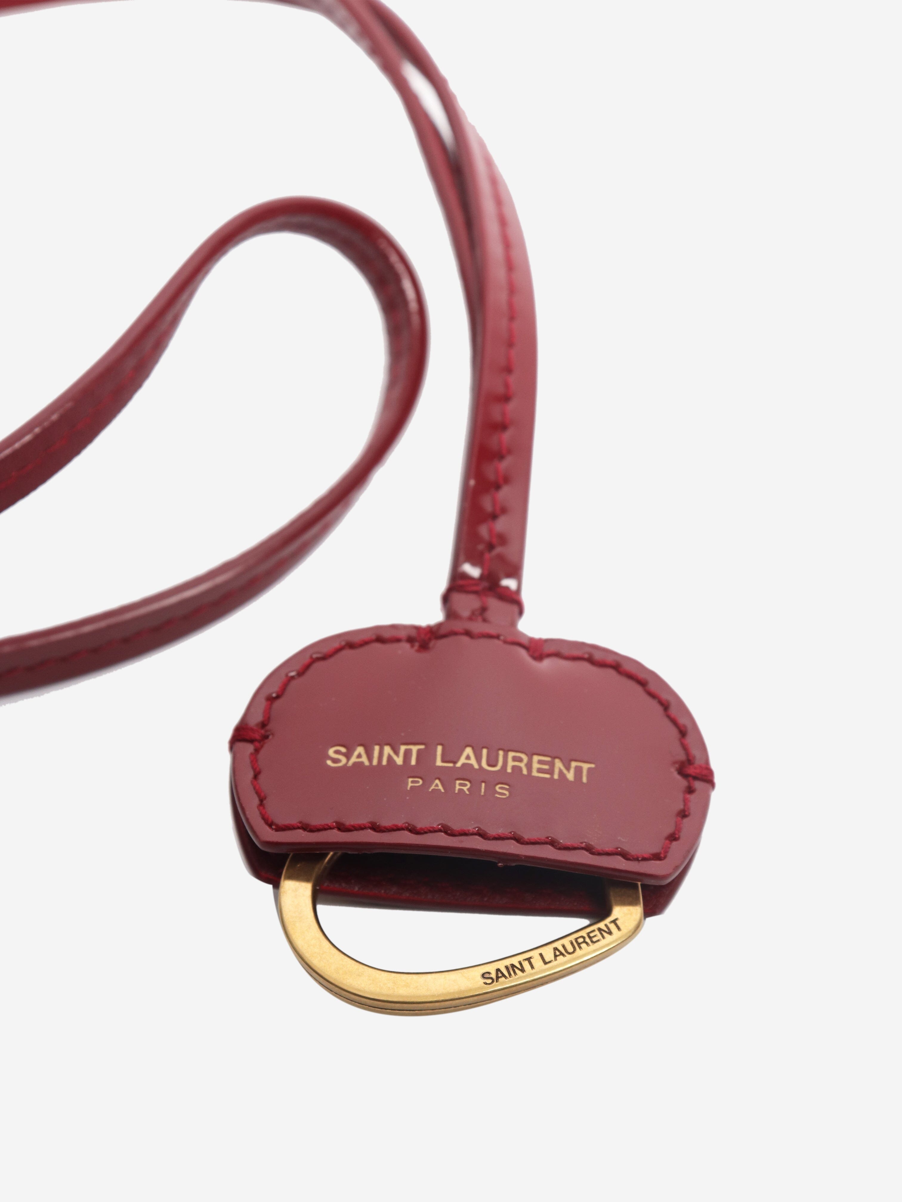 Red patent leather bag charm Accessories Saint Laurent 