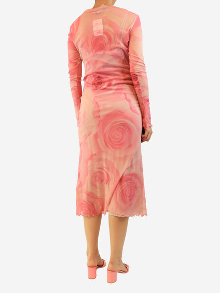 Pink mesh dress - size UK 12 alternate image