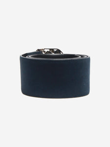 Chanel Dark blue suede bejewelled-buckle belt