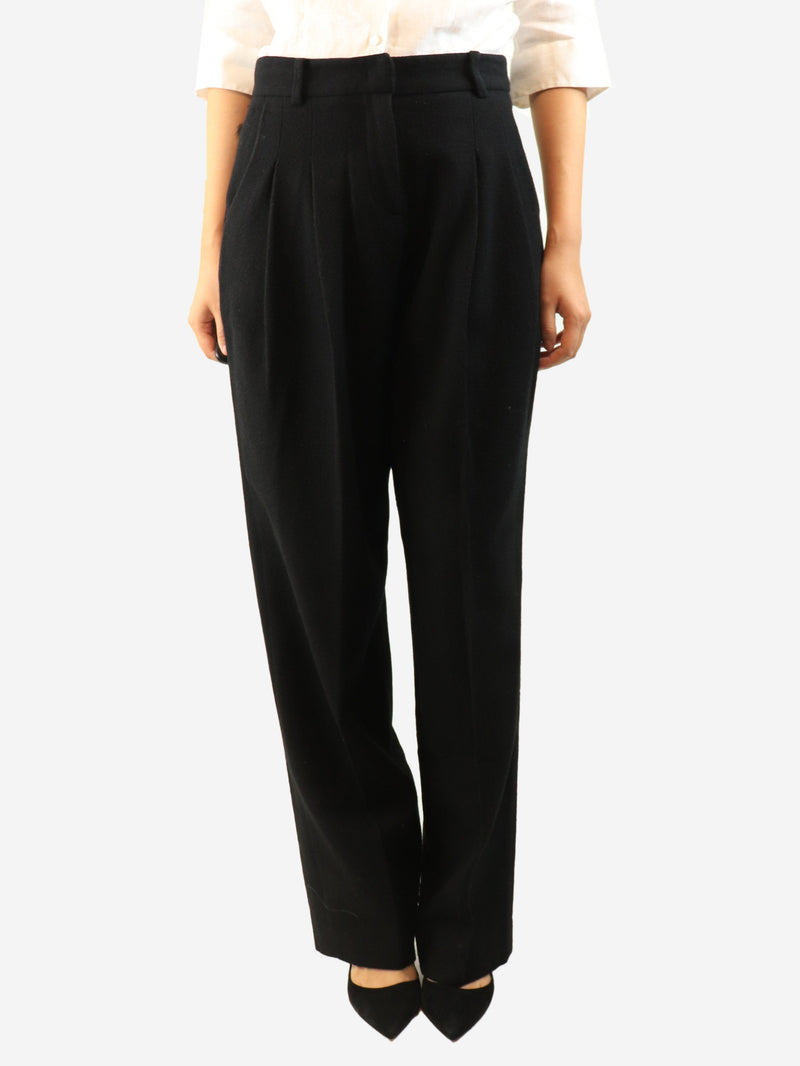 Black wool-blend trousers - size M