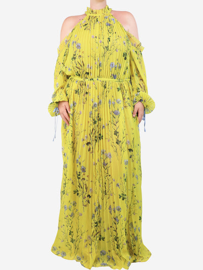 Yellow floral pleated maxi dress - size M Dresses self-portrait 