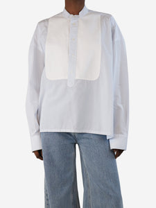 Salvatore Piccolo Blue and white cotton striped shirt - size UK 6
